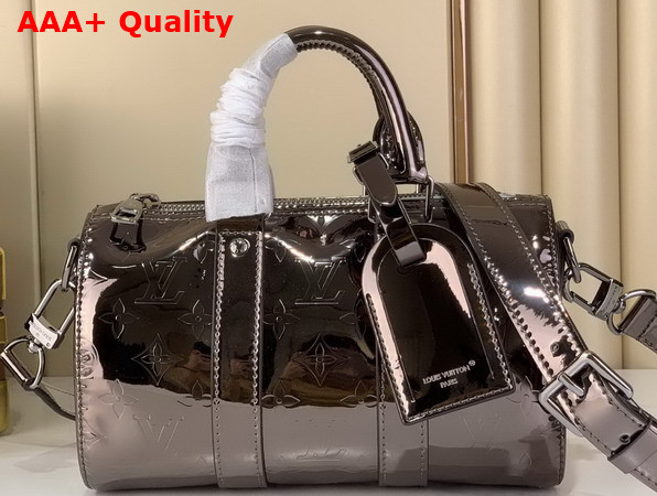 Louis Vuitton Keepall Nandouliere 25 Gunmetal Monogram Mirror Coated Canvas M26903 Replica