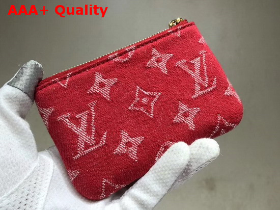Louis Vuitton Key Pouch Monogram Denim Red Replica