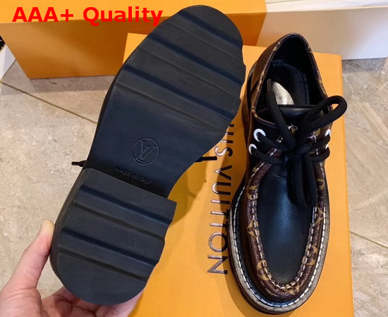 Louis Vuitton LV Beaubourg Platform Derby in Black Calf Leather and Patent Monogram Canvas 1A5SO9 Replica