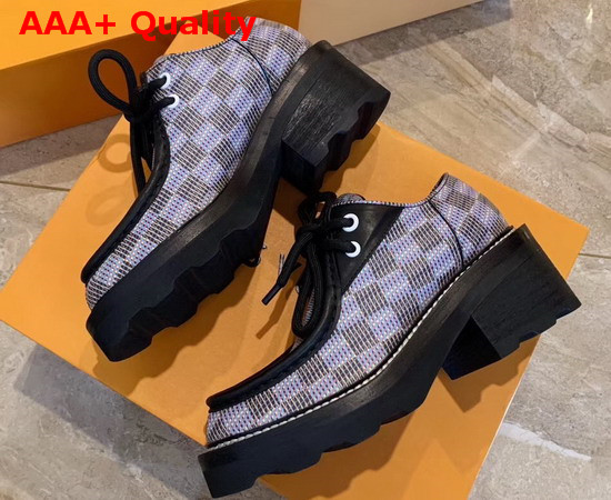 Louis Vuitton LV Beaubourg Platform Derby in Blue Calf Leather and Mnogram LV Pop Print Canvas 1A5SP5 Replica