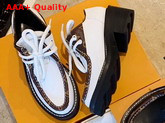 Louis Vuitton LV Beaubourg Platform Derby in White Calf Leather and Patent Monogram Canvas 1A5SNT Replica