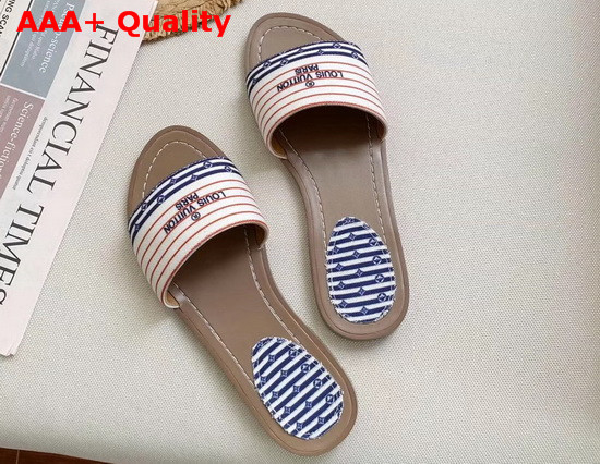 Louis Vuitton LV Escale Lock It Flat Mule in Cotton Canvas with Printed Stripes 1A7U3E Replica