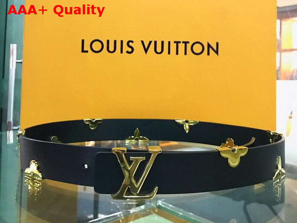 Louis Vuitton LV Iconic Metallic Flowers 30mm Belt Black Replica