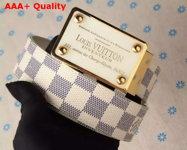 Louis Vuitton LV Inventeur 35MM Reversible Strap White Damier Azur Canvas Replica