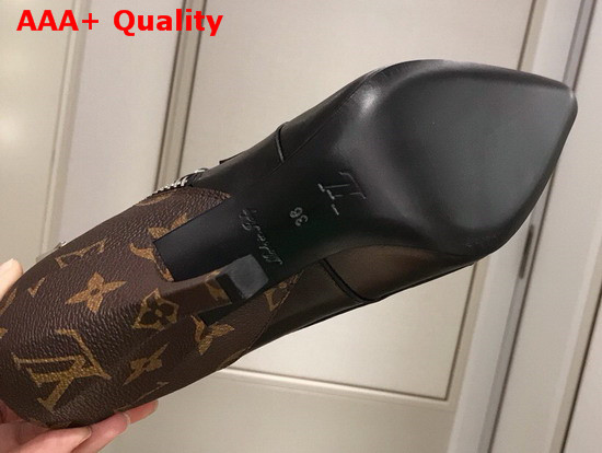 Louis Vuitton LV Janet Ankle Boot Black Calf Leather and Monogram Canvas Replica