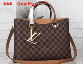 Louis Vuitton LV Riverside Tote Beige Namibie Damier Ebene Coated Canvas and Taurillon Grained Leather N40256 Replica