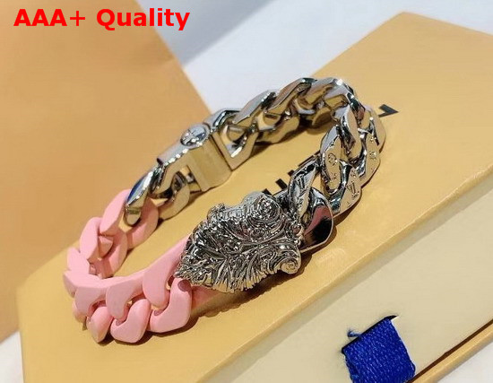 Louis Vuitton LV Sculpture Bracelet Pink Ceramic and Silver Hardware Replica