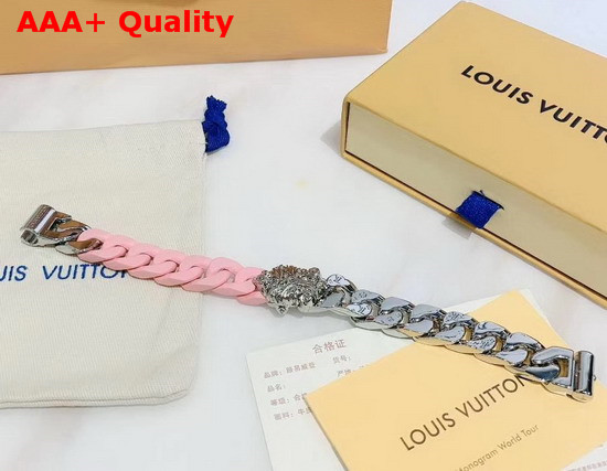 Louis Vuitton LV Sculpture Bracelet Pink Ceramic and Silver Hardware Replica