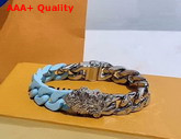 Louis Vuitton LV Sculpture Bracelet Turquoise Ceramic and Silver Hardware Replica
