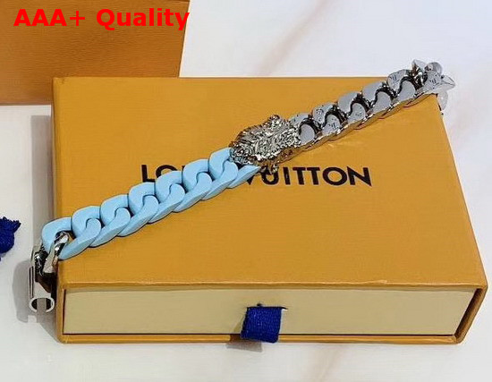 Louis Vuitton LV Sculpture Bracelet Turquoise Ceramic and Silver Hardware Replica