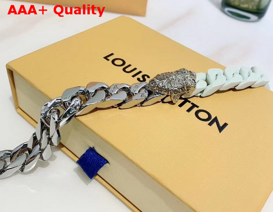 Louis Vuitton LV Sculpture Necklace Mist Green Ceramic and Silver Hardware MP2632 Replica