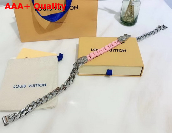 Louis Vuitton LV Sculpture Necklace Pink Ceramic and Silver Hardware Replica