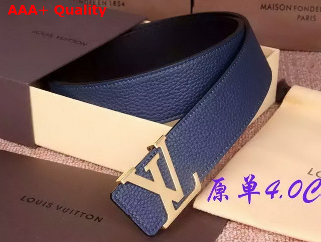 Louis Vuitton LV Signature Buckle 40mm Strap in Dark Blue Real Leather Replica