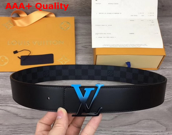 Louis Vuitton LV Sunset 40mm Reversible Belt in Damier Graphite Canvas and Black Calf Leather Lining Replica