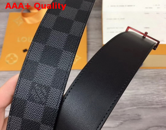 Louis Vuitton LV Sunset 40mm Reversible Belt in Damier Graphite Canvas and Black Calf Leather Lining Replica