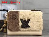 Louis Vuitton LV Teddy Twist MM Handbag in Beige and Brown Shearling and Epi Leather M55450 Replica