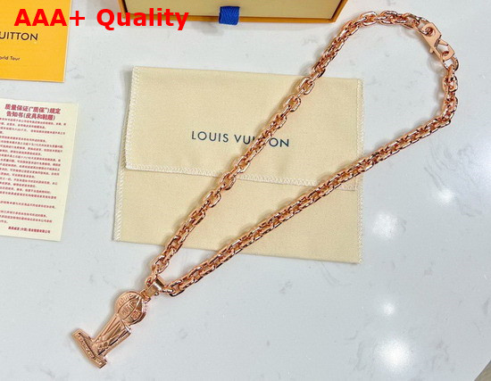 Louis Vuitton LVXNBA Necklace in Pink Gold Metal Replica