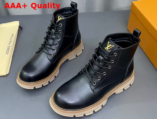 Louis Vuitton Lace Up Boot in Black Calf Leather for Men Replica