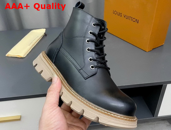 Louis Vuitton Lace Up Boot in Black Calf Leather for Men Replica