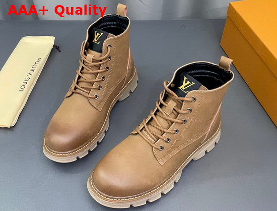 Louis Vuitton Lace Up Boot in Tan Calf Leather for Men Replica