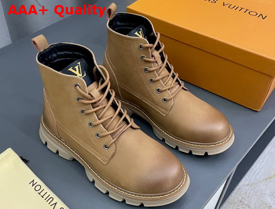 Louis Vuitton Lace Up Boot in Tan Calf Leather for Men Replica