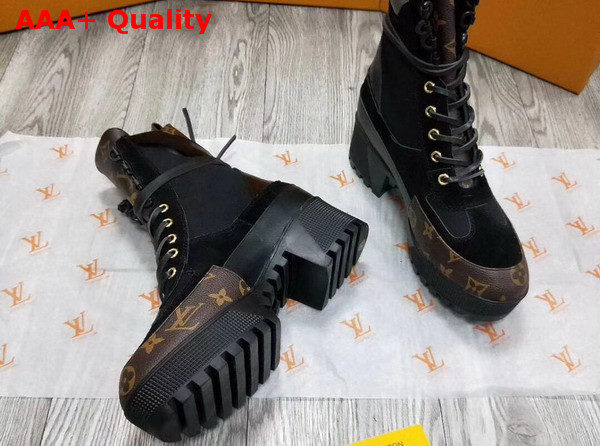 Louis Vuitton Laureate Platform Desert Boot Suede Calf Leather and Monogram Canvas Replica