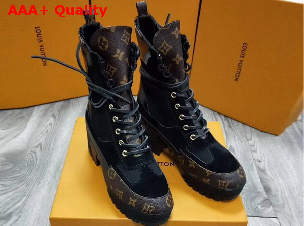 Louis Vuitton Laureate Platform Desert Boot Suede Calf Leather and Monogram Canvas Replica