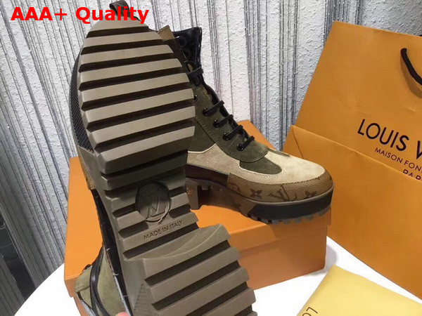 Louis Vuitton Laureate Platform Desert Boot Suede Calf Leather and Patent Monogram Canvas Replica