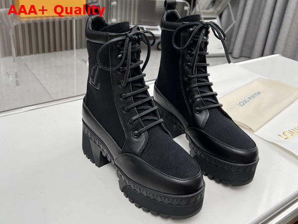 Louis Vuitton Laureate Platform Desert Boot in Black Textile 1AC7RU Replica