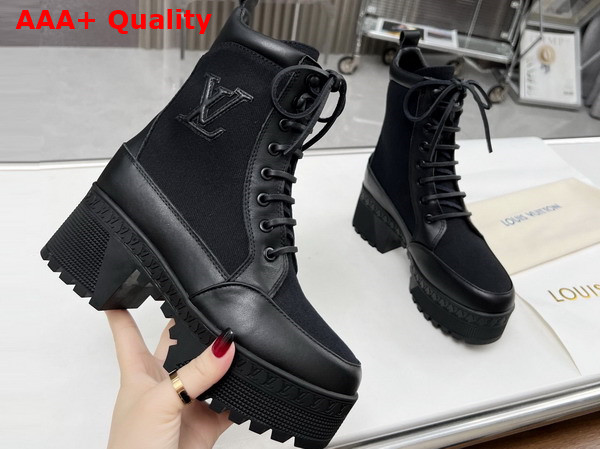 Louis Vuitton Laureate Platform Desert Boot in Black Textile 1AC7RU Replica
