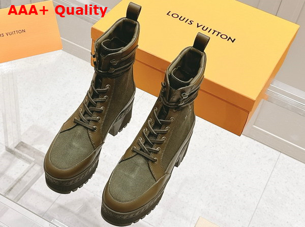 Louis Vuitton Laureate Platform Desert Boot in Khaki Green Textile 1AC7SA Replica