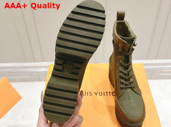 Louis Vuitton Laureate Platform Desert Boot in Khaki Green Textile 1AC7SA Replica