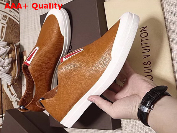 Louis Vuitton Leather Loafer Shoes in Brown Grained Calf Leather Replica
