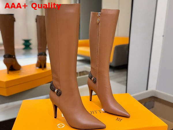Louis Vuitton Legacy High Boot in Cognac Brown Plain Calf Leather Replica