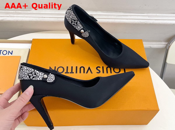 Louis Vuitton Legacy Pump in Black Satin and Strass 1AIRTT Replica