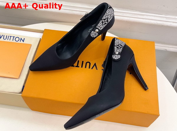 Louis Vuitton Legacy Pump in Black Satin and Strass 1AIRTT Replica