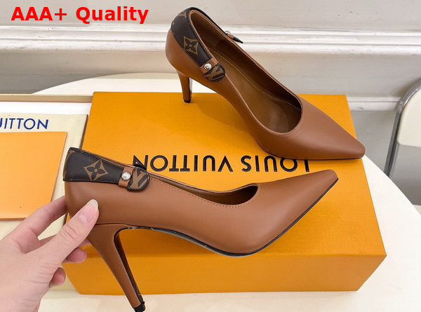Louis Vuitton Legacy Pump in Cognac Brown Plain Calf Leather Replica