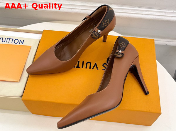 Louis Vuitton Legacy Pump in Cognac Brown Plain Calf Leather Replica