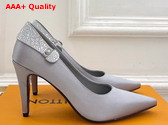 Louis Vuitton Legacy Pump in Grey Satin and Strass Replica