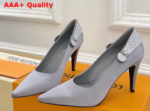 Louis Vuitton Legacy Pump in Grey Satin and Strass Replica