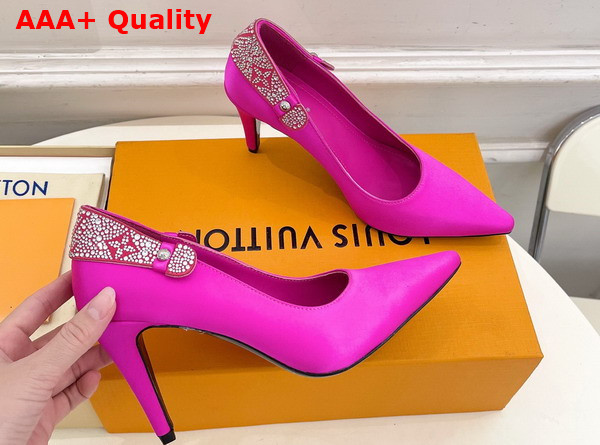Louis Vuitton Legacy Pump in Rose Pop Pink Satin and Strass Replica