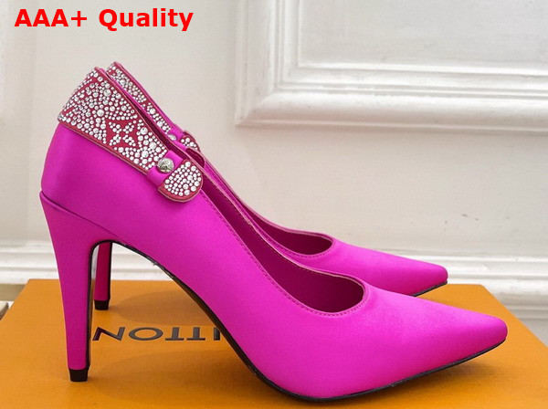Louis Vuitton Legacy Pump in Rose Pop Pink Satin and Strass Replica