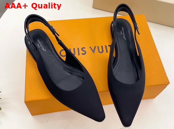 Louis Vuitton Legacy Slingback Ballerina in Black Satin and Strass Replica