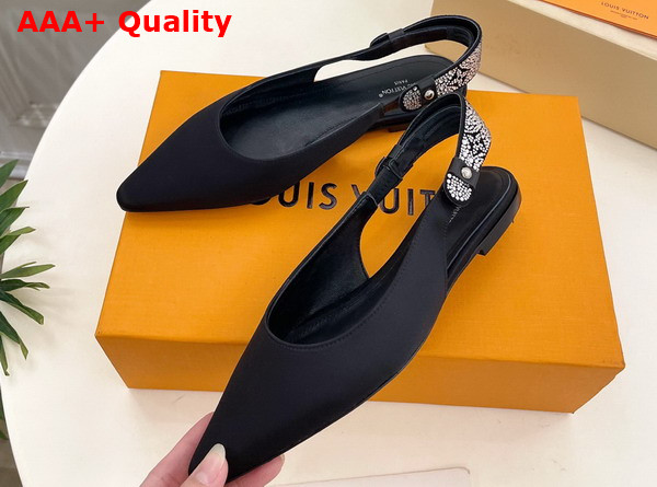 Louis Vuitton Legacy Slingback Ballerina in Black Satin and Strass Replica