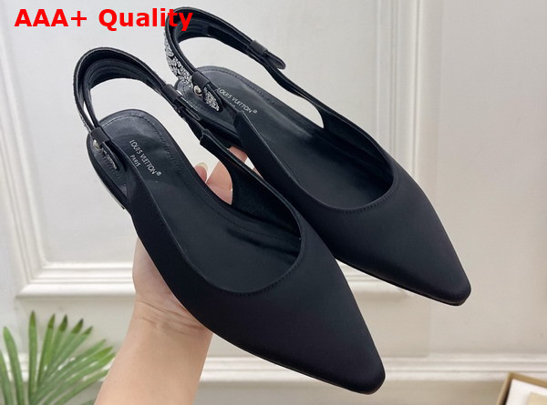Louis Vuitton Legacy Slingback Ballerina in Black Satin and Strass Replica