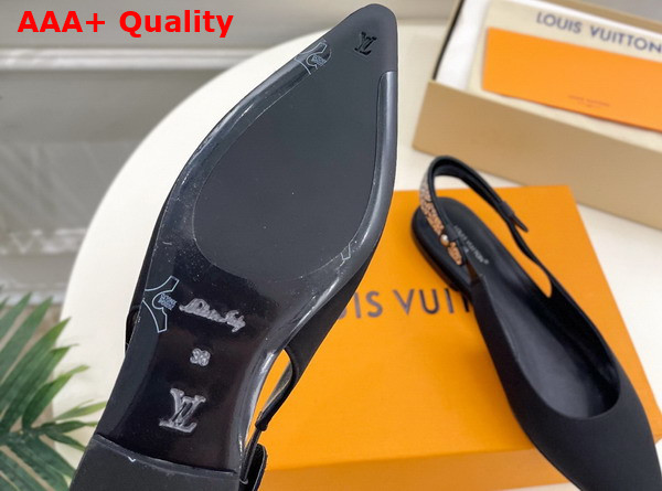 Louis Vuitton Legacy Slingback Ballerina in Black Satin and Strass Replica