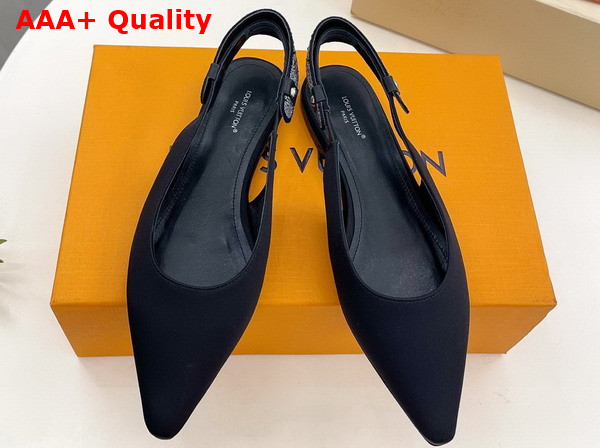 Louis Vuitton Legacy Slingback Ballerina in Black Satin and Strass Replica