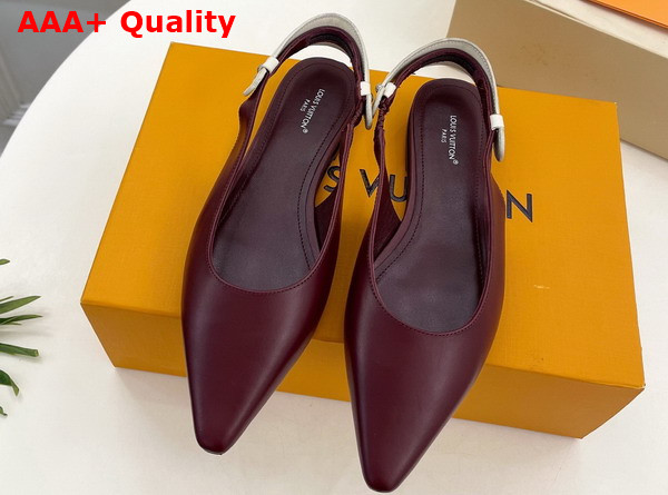 Louis Vuitton Legacy Slingback Ballerina in Bordeaux Red Plain Calf Leather Replica