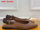 Louis Vuitton Legacy Slingback Ballerina in Cognac Brown Plain Calf Leather 1AHODE Replica