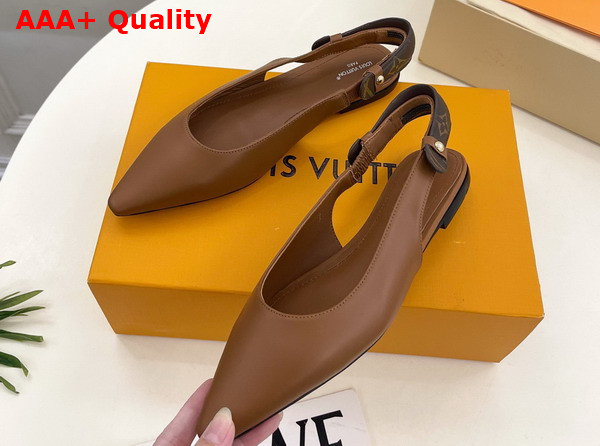 Louis Vuitton Legacy Slingback Ballerina in Cognac Brown Plain Calf Leather 1AHODE Replica